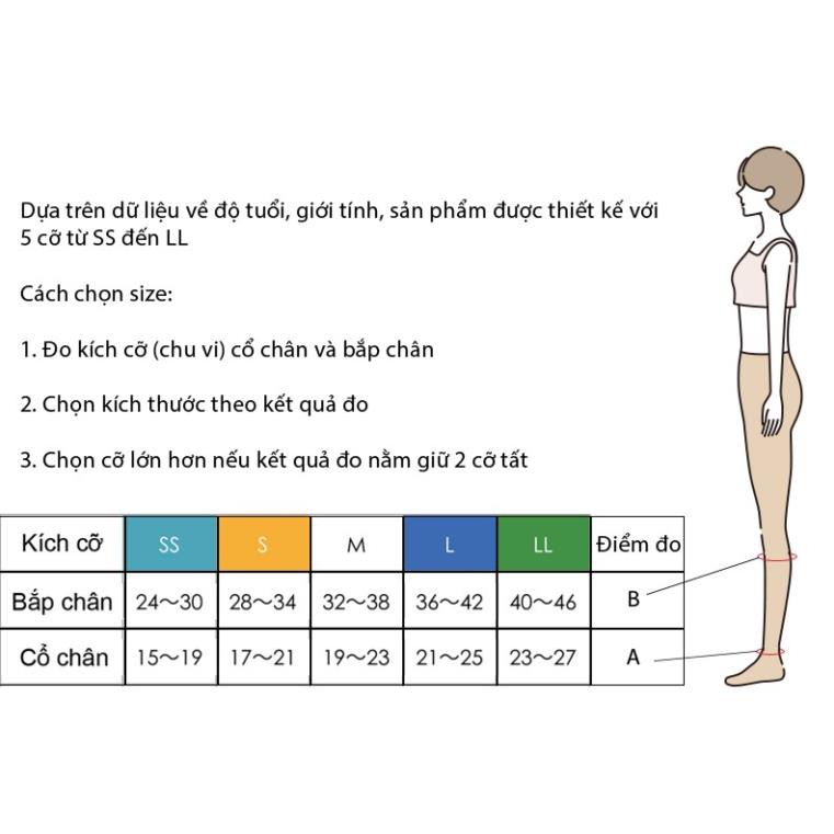 Tất y khoa Fukuske Tight Nhật Tất phòng ngừa suy tĩnh mạch giảm áp lực 15-20 mmHg hở ngón – BAHACHIHA