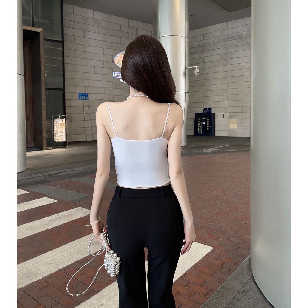 Áo Bra 2 Dây Evabra Croptop Viền Ren Hoa Thoáng Mát, Mềm Mịn B2206