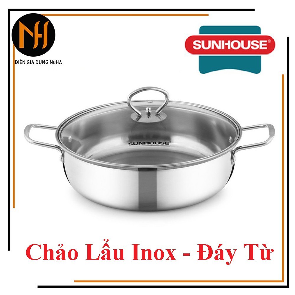 Chảo LẨU INOX đáy từ SUNHOUSE SHL24 SHL26 24CM - 26CM (chọn phân loại)-dùng mọi loại bếp