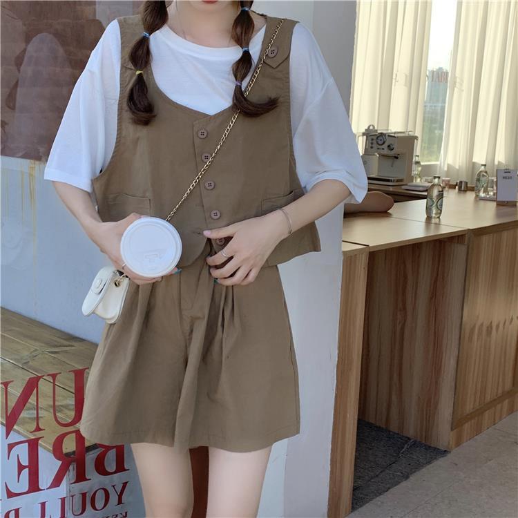 Bộ Áo Thun + Quần Short Dáng Rộng 2022 Thời Trang Mùa Hè Phong Cách Hàn Quốc Cho Nữ