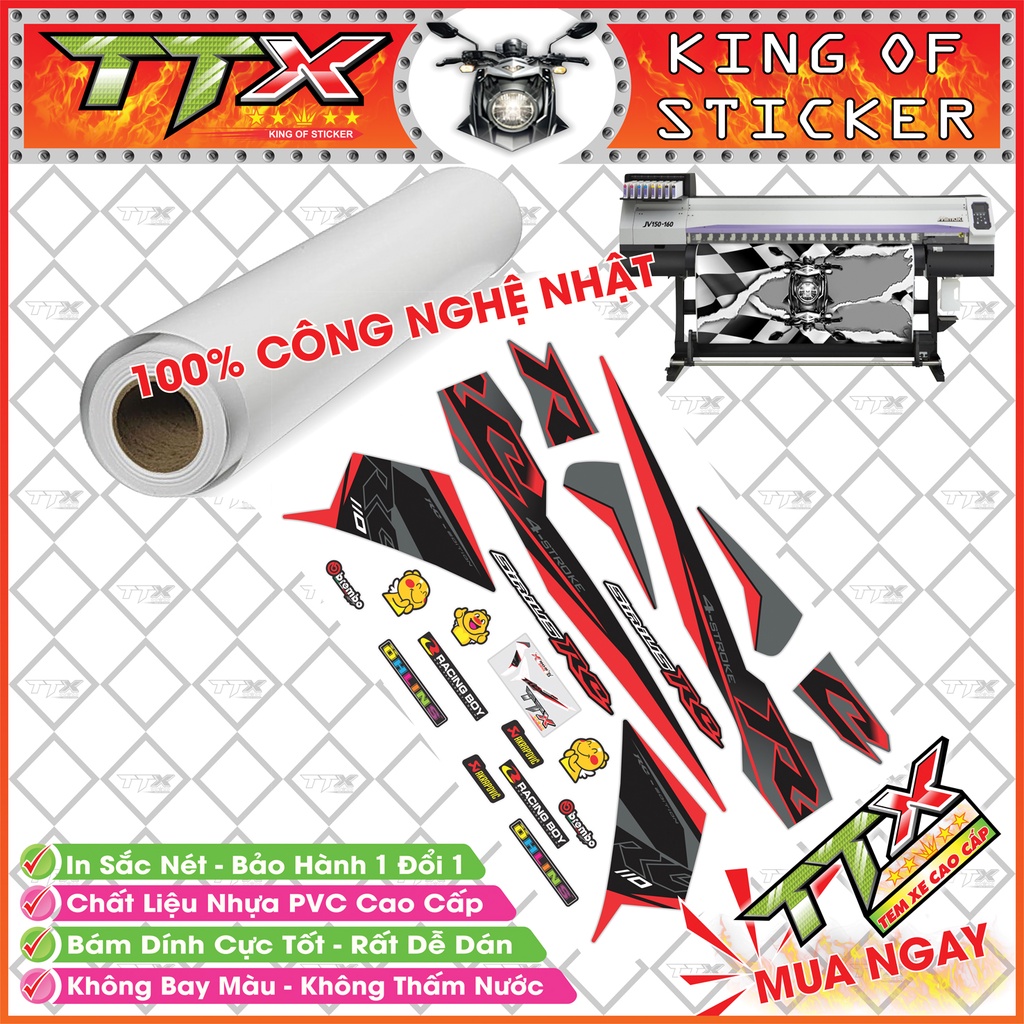 Tem xe sirius rc 110 , Team phụ kiện sirius màu đen chữ đỏ siêu đẹp , Shop TTX Tem rời sirius mã (S0043/A3)