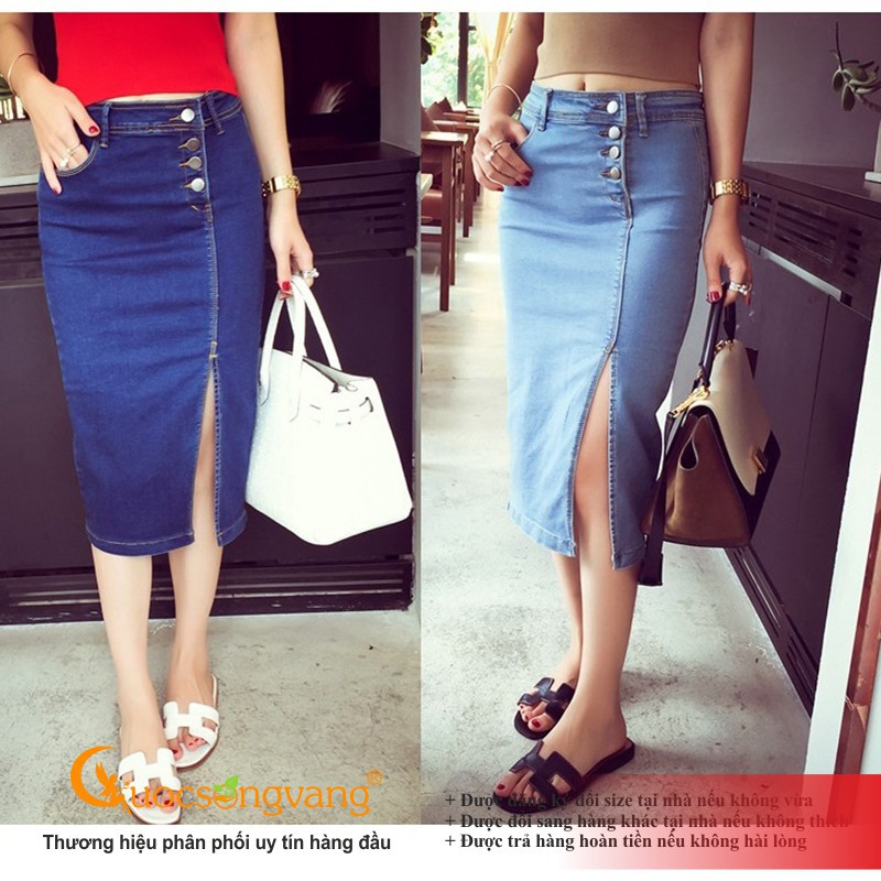 Chân váy jean nhiều nút chân váy bút chì chất đẹp GLV174 -Hàng nhập khẩu | BigBuy360 - bigbuy360.vn