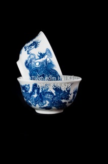 Bộ sáu bát cơm để thờ cúng gốm sứ Bát Tràng - Long Phụng