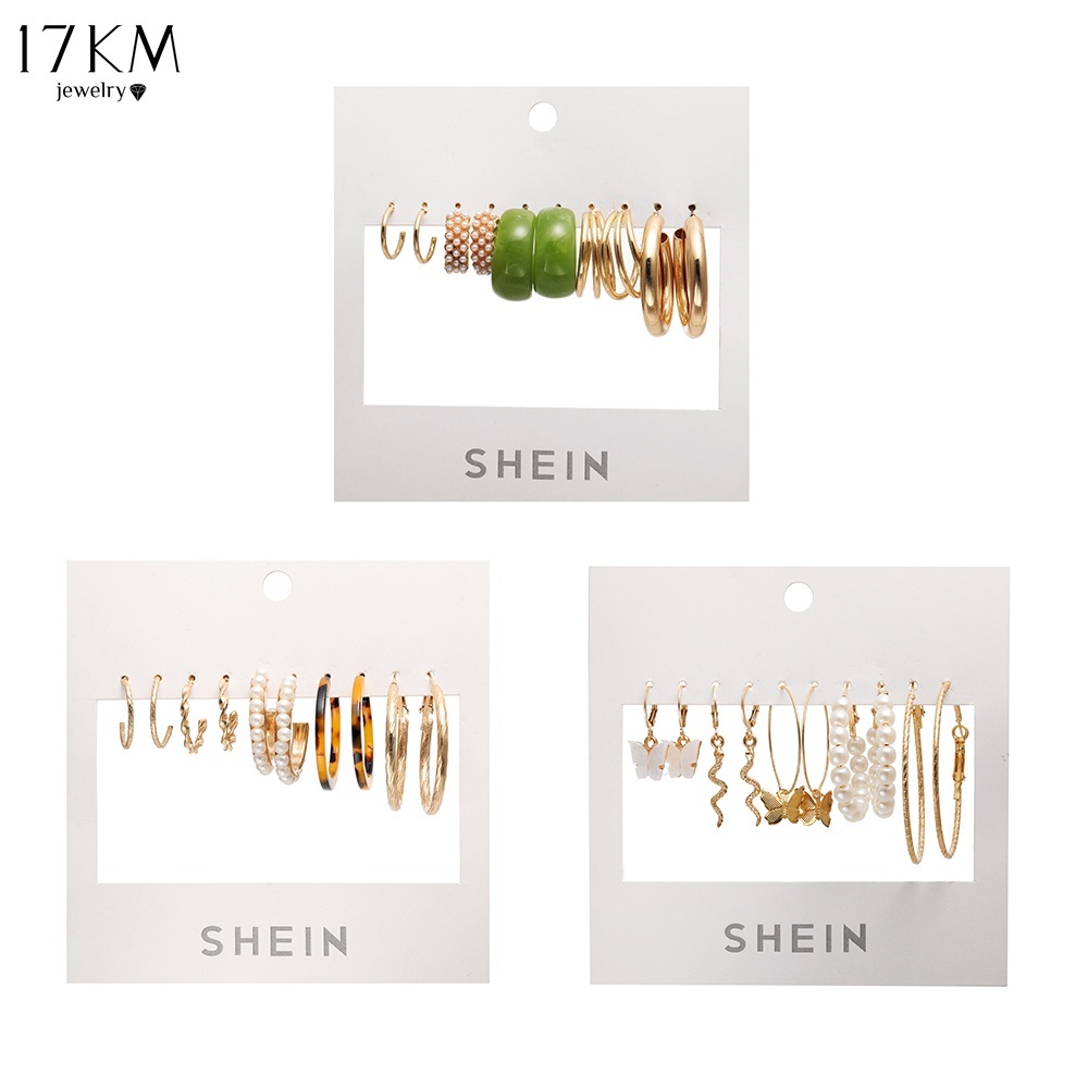 Bộ 5 bông tai thời trang 17KM hình bướm ngọc