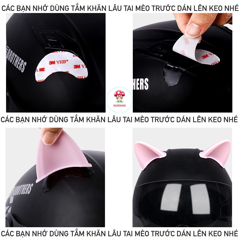 Tai Mèo Gắn Trang Trí Mũ Bảo Hiểm Cute Nhiều Màu Siêu Xinh Độc Lạ