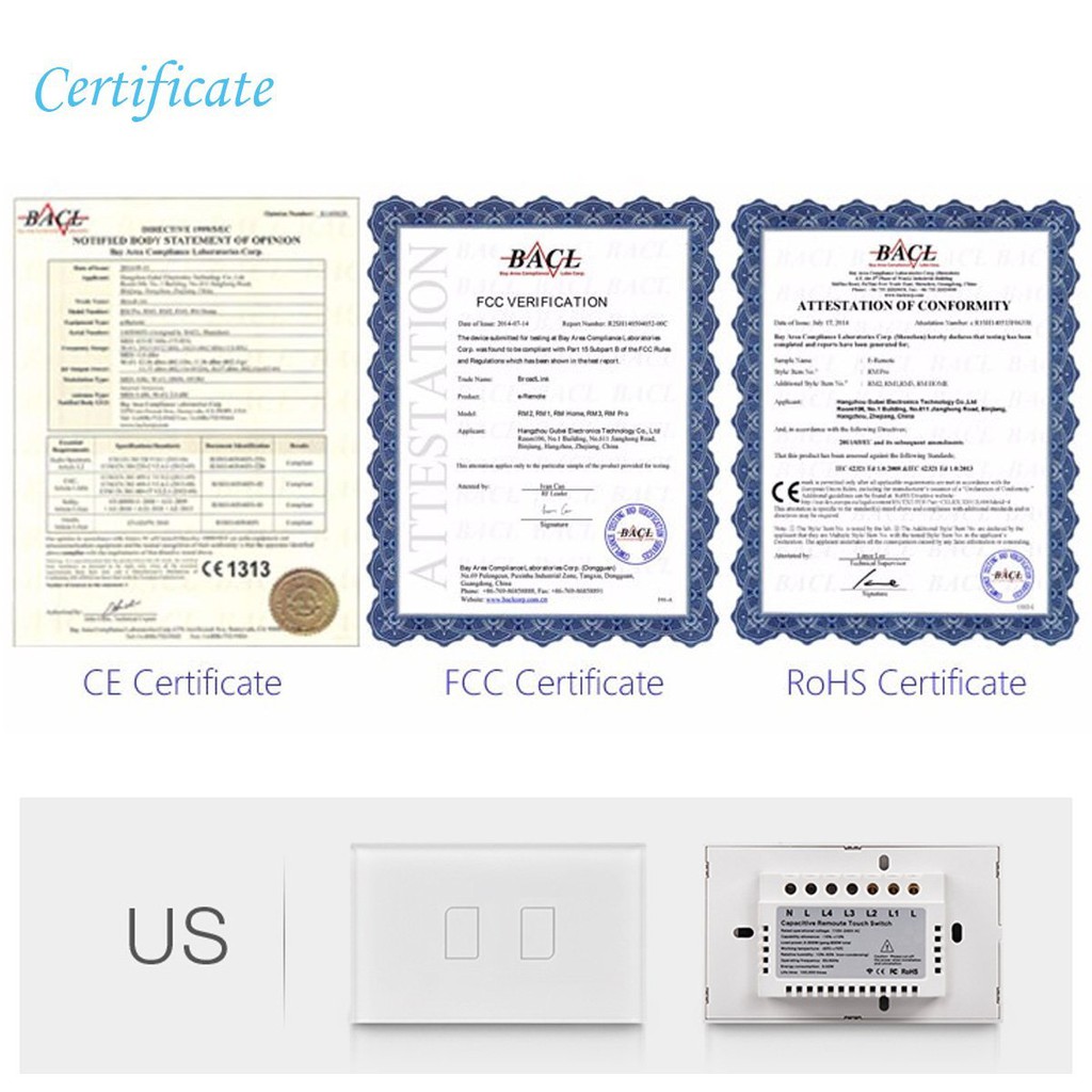 Công Tắc Thông Minh Broadlink TC2 US 1C- 1 Nút Hình Chữ Nhật