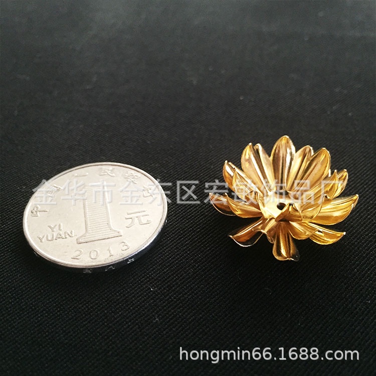 (1 cái)Phiến kim loại hoa sen 3 lớp 26mm, Nguyên liệu làm trang sức cổ trang, Nguyen liệu diy
