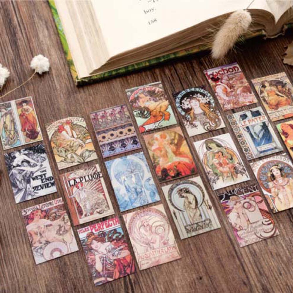 Hộp 100 Nhãn Dán Trang Trí Phong Cách Vintage