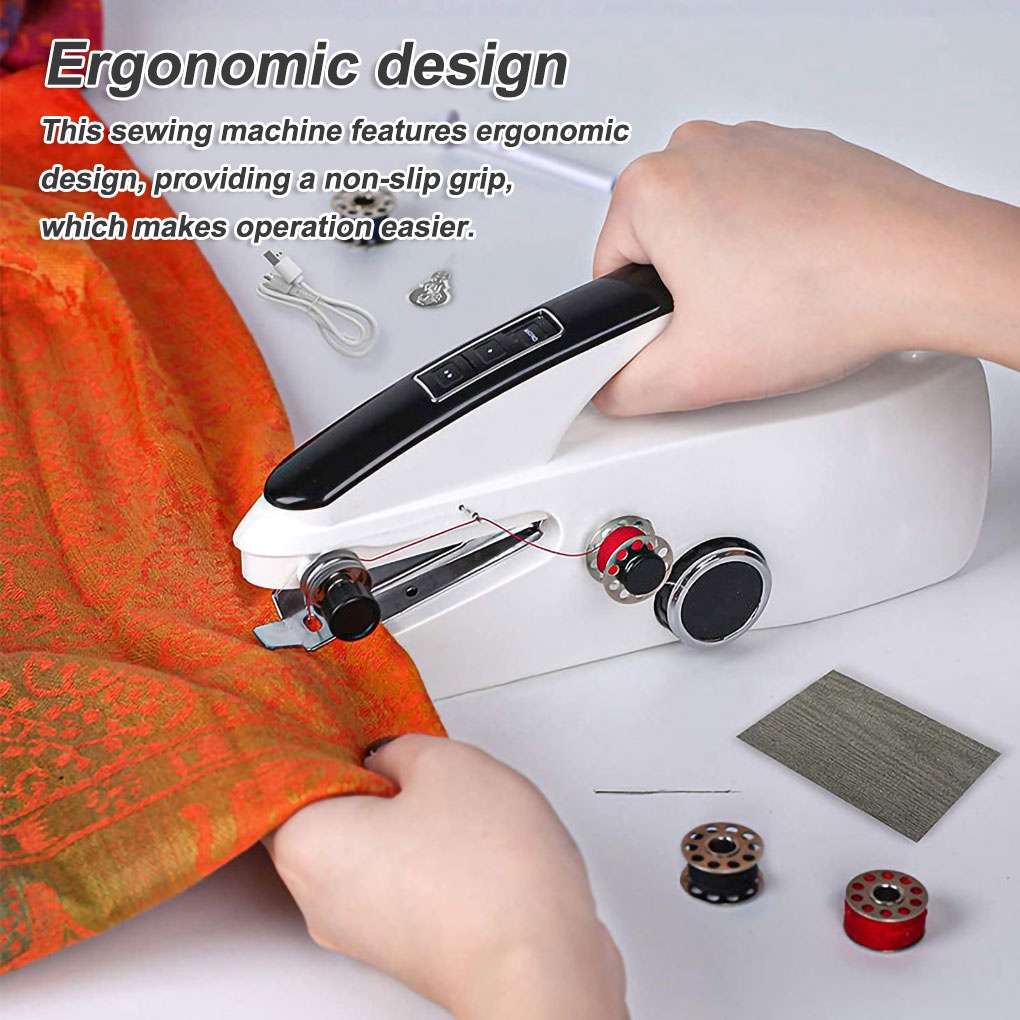 Handheld Sewing Machine Battery Powered Electric USB Quick Stitching Device Home Needlework DIY Travel Fabric【vollter1】