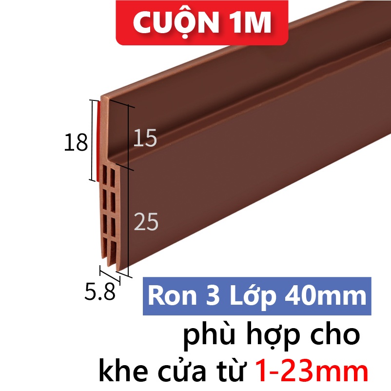 Ron chặn cửa 3 lớp dày 5mm ⭐ Thanh dán đáy cửa KINGRON chống côn trùng khói bụi phù hợp mọi loại cửa ra vào R3L