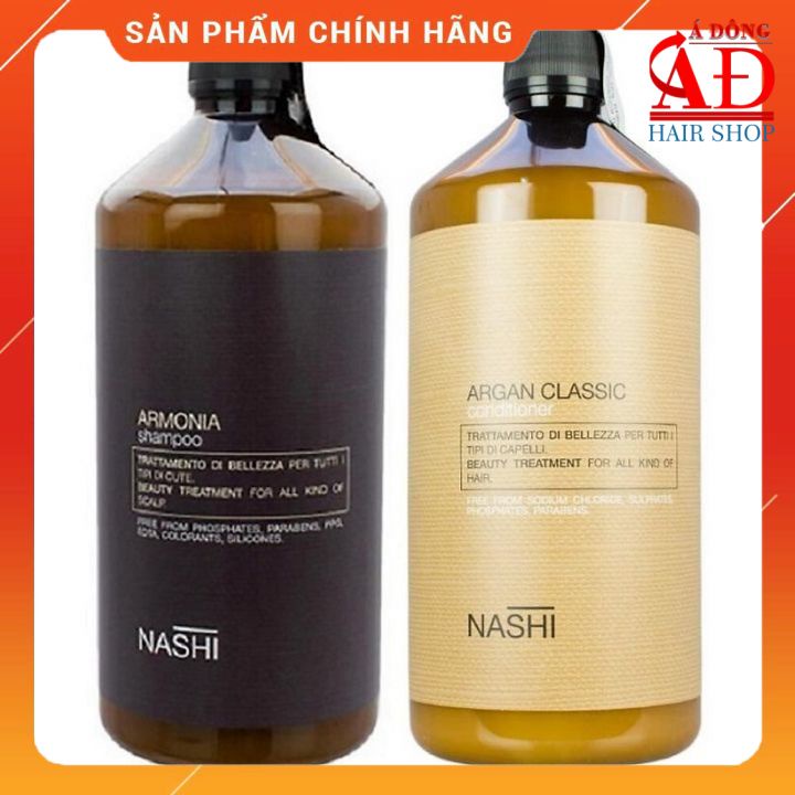 [+Tặng mũ trùm] DẦU GỘI XẢ NASHI ARGAN ARMONIA CHO TÓC DẦU GÀU NGỨA ITALY 1000ML