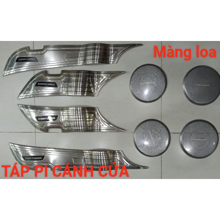 Ốp tapli, màng loa cánh cửa xe Fortuner 2017-2019, 2020 inox hàng đẹp