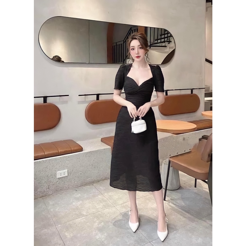 ĐẦM BODY XOẮM NGỰC XÒE TAY NGẮN NỮ TÍNH, SANH CHẢNH, QUYẾN - HÌNH THẬT SÀN CỦA PHA_SA SHOP.