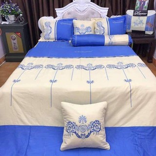 Set |chăn ga cao cấp satin cotton trần bông[7 món] 1m6 x 2m, 1m8 x2m, 2m x 2m2