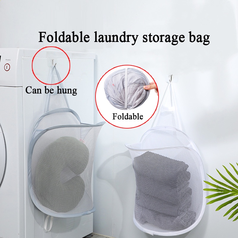 Túi đựng quần áo bẩn gấp gọn được treo tường nhà tắm tiện dụng sáng tạo, đựng quần áo và đồ dùng sinh hoạt treo tường có thể gấp gọn, tặng móc dính trong