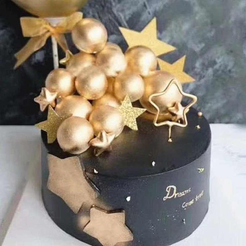 Set 10 phụ kiện trang trí bánh sinh nhật hình quả cầu nhiều màu sắc