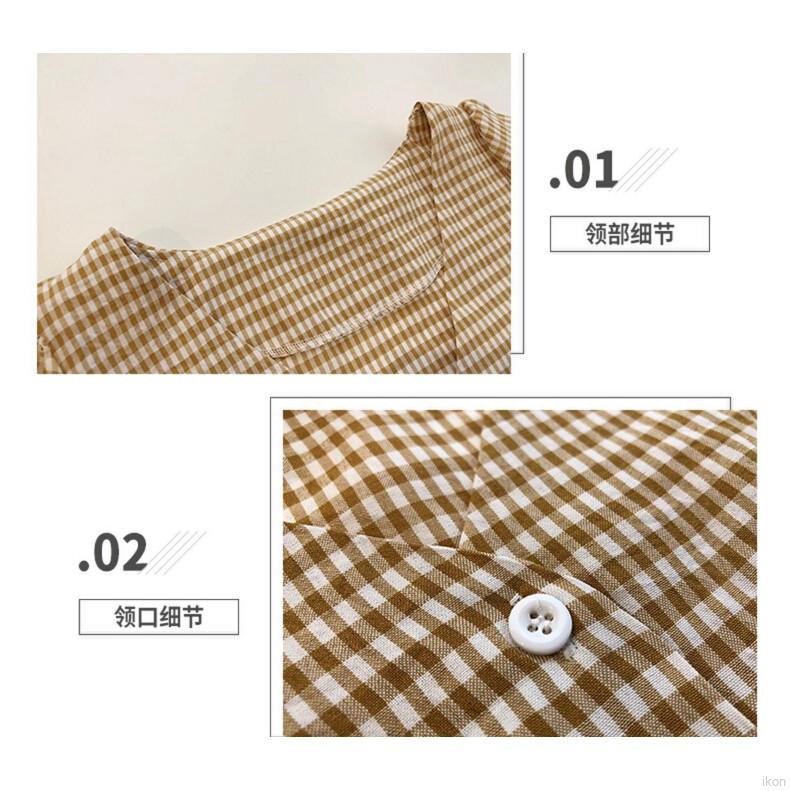 Áo sơ mi tay ngắn cổ V, họa tiết kẻ ca rô thanh lịch và duyên dáng cho nữ