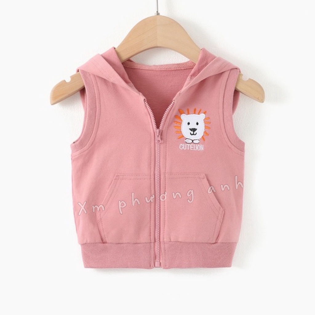 Áo Gile nỉ lót lông cao cấp, hàng lông mịn bé trai, bé gái size 5-19kg