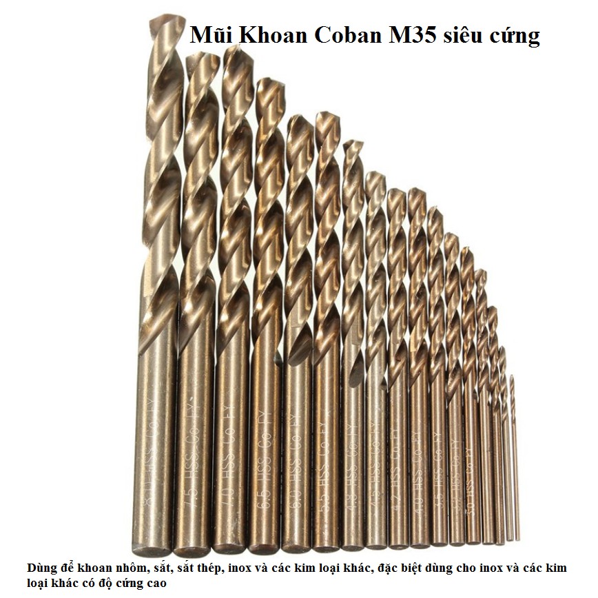 Mũi khoan thép, Inox có chứa coban siêu cứng M35 Khoan lỗ thép không gỉ 4-10mm