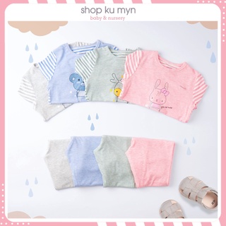 Bộ dài tay cho bé gái và bé trai chất vải modal bon99 in hình dễ thương BONMD004