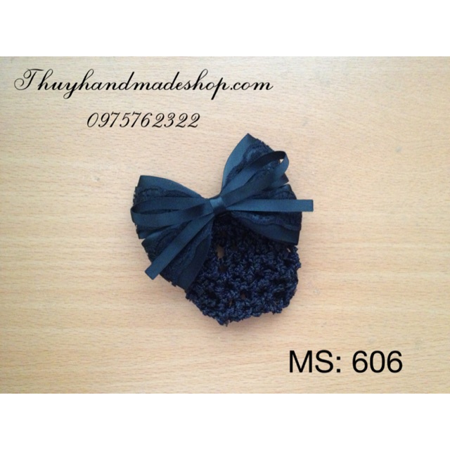 Kẹp búi tóc handmade đen phối ren ms606