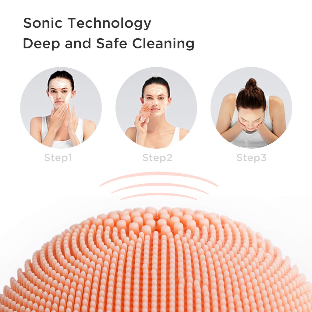 Máy rửa mặt Dụng cụ rửa sóc massage Máy xông mặt Miếng rửa mặt silicon Miniso NV0001