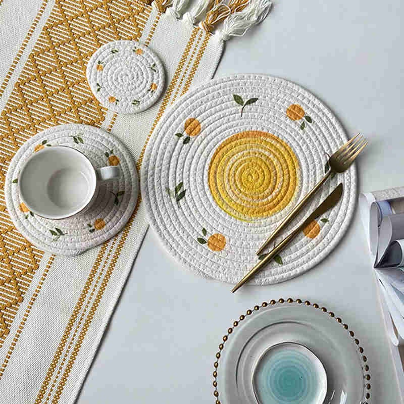 Miếng Lót Nồi Cách Nhiệt Bằng Dây Cotton Bện Hình Tròn Dễ Sử Dụng