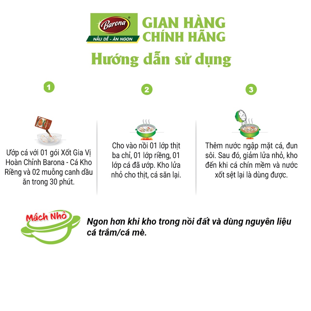 Gia Vị Kho Riềng Barona 80g ướp ngon chuẩn vị không cần nêm nếm