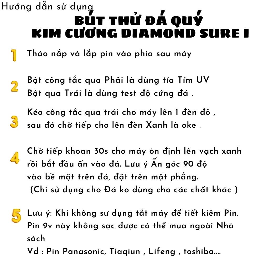 Bút thử kim cương Diamond Sure chính hãng bút thử đá quý kèm ánh sáng tím Uv máy thử kim cương JSP