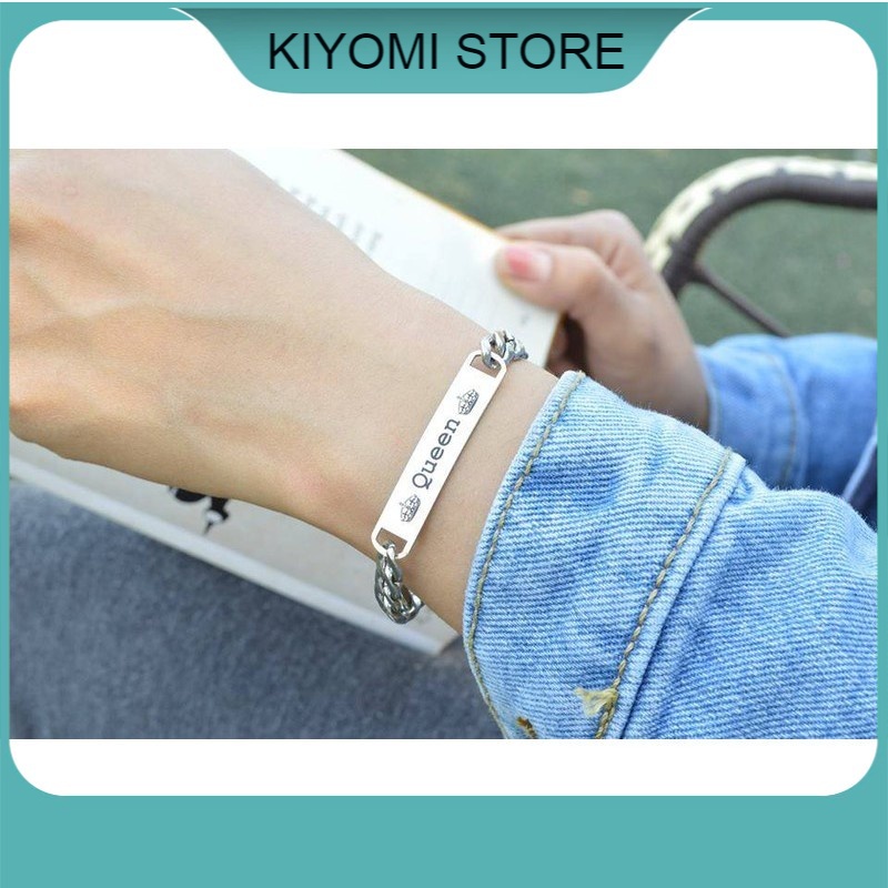 Lắc Tay Cặp Đôi Inox Khắc Tên Theo Yêu Cầu Cá Tính Bảo Hành 1 Năm KIYOMI STORE