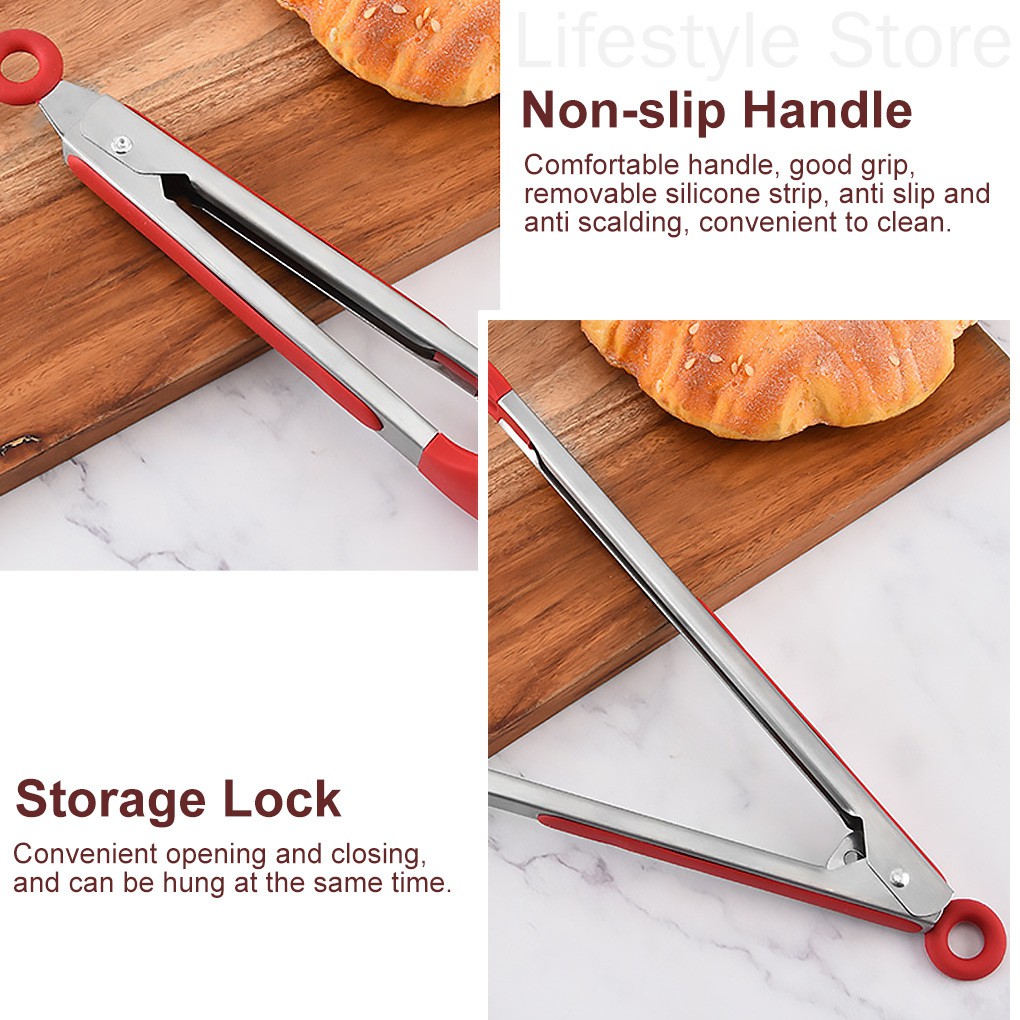 Kẹp Gắp Thức Ăn Đầu Silicone Chống Dính 7 Inch