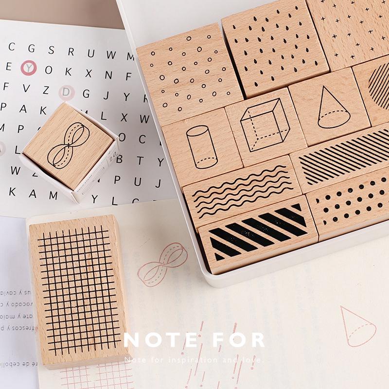 Set 3/12 con dấu bằng gỗ dùng để trang trí album ảnh