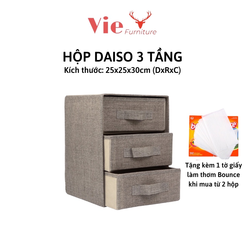 Hộp Vải Đựng Đồ Đa Năng - Tủ Vải 3 Ngăn Thiết Kế Gấp Gọn Tiện Ích Vải Oxford Cao Cấp