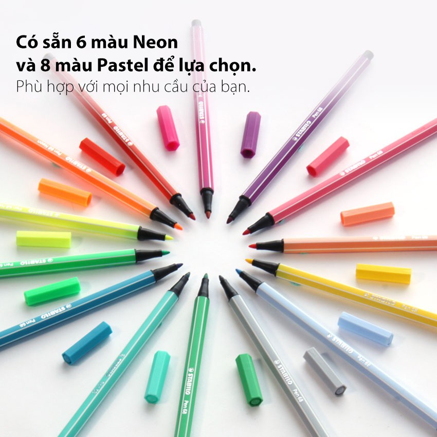 Bút lông Highlight Stabilo Pen 68 1.0mm (19 màu)