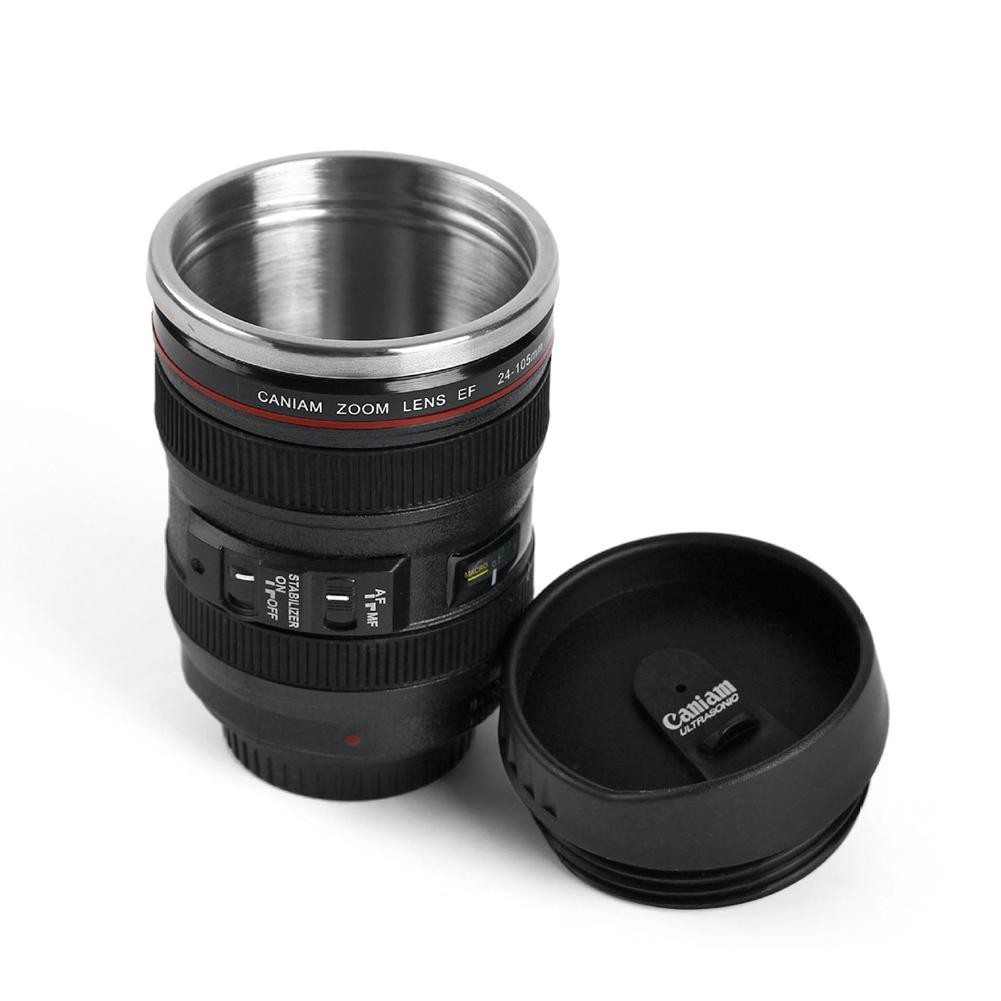 Cốc Cà Phê Hình Ống Kính Lens Máy Ảnh Có Nắp