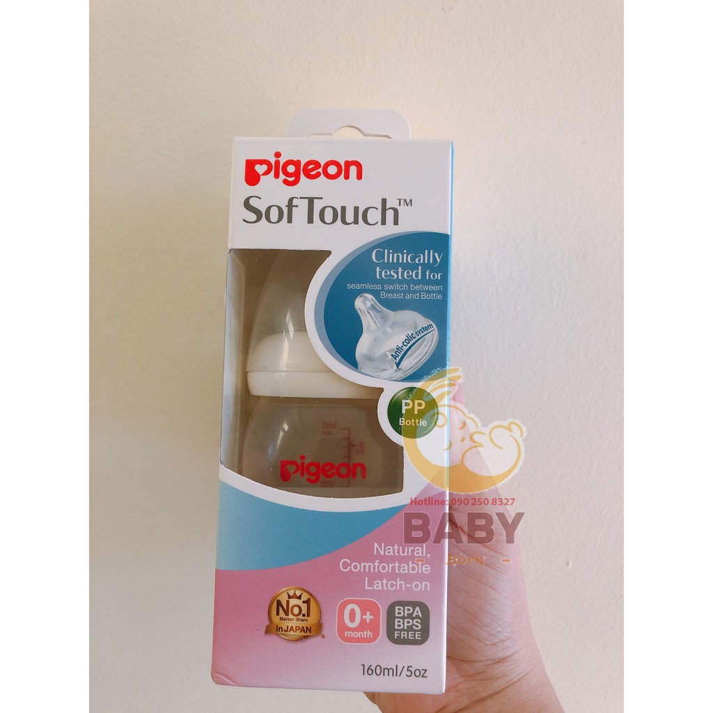 {CHÍNH HÃNG} - Bình sữa cổ rộng PP Plus Pigeon 160ml/ 240ml/ 330ml