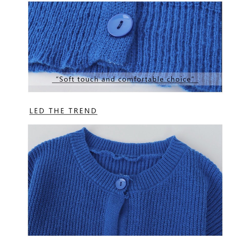 Áo cardigan dệt kim dáng rộng xanh dương phong cách Hàn Quốc