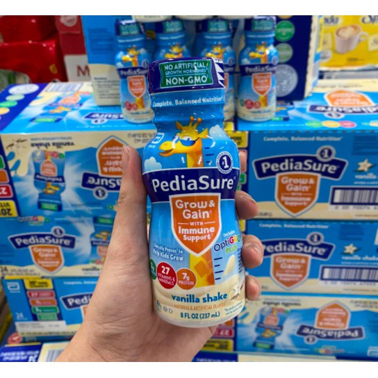 MẪU MỚI Thùng 24 chai Sữa Pediasure nước Vani DHA, Dâu DHA, Fiber 237ml Mỹ (Có mix đủ vị)  Date mới