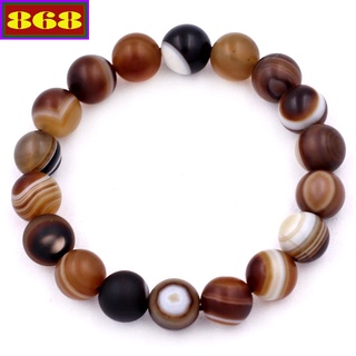 Vòng chuỗi đeo tay đá nâu sọc mờ