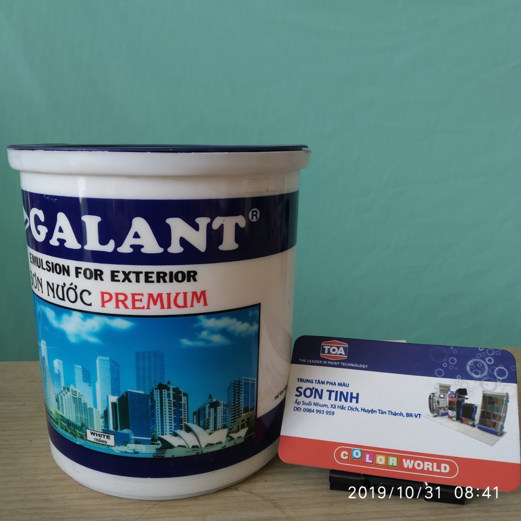 Sơn nước ngoại thất Premium Galant màu trắng , xám , xanh dương tím , xanh lá , xanh ngọc đậm ( 3.35l ~ 5Kg )