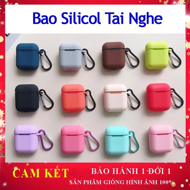 Bao đựng tai nghe cho Airpods 1,2, i12 case silicol bảo vệ tai nghe airpod kèm móc treo nhiều màu tiện lợi