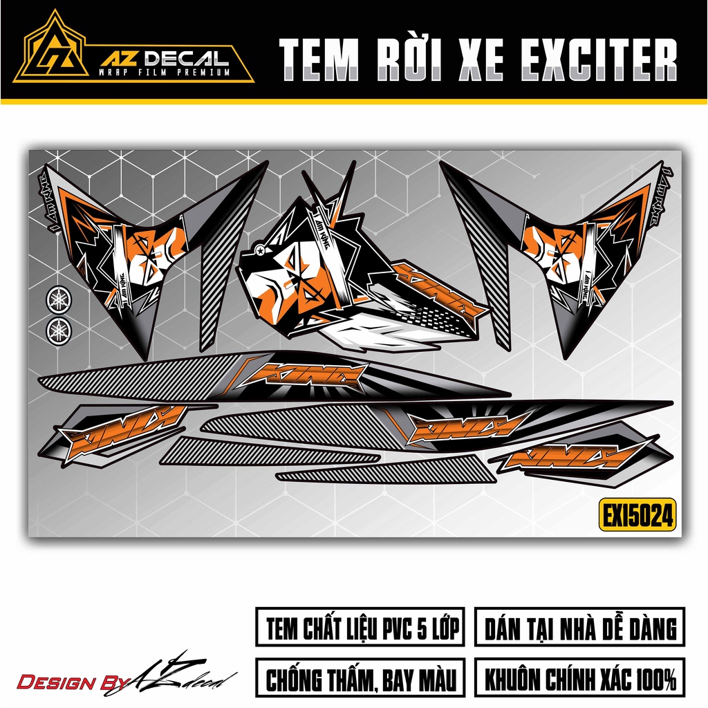 Tem Rời Dán Xe Exciter 150 Mẫu King Drag | 2EX15024 | Decal Chế Dán Xe Máy EX150 Chống Nước, Bền Màu