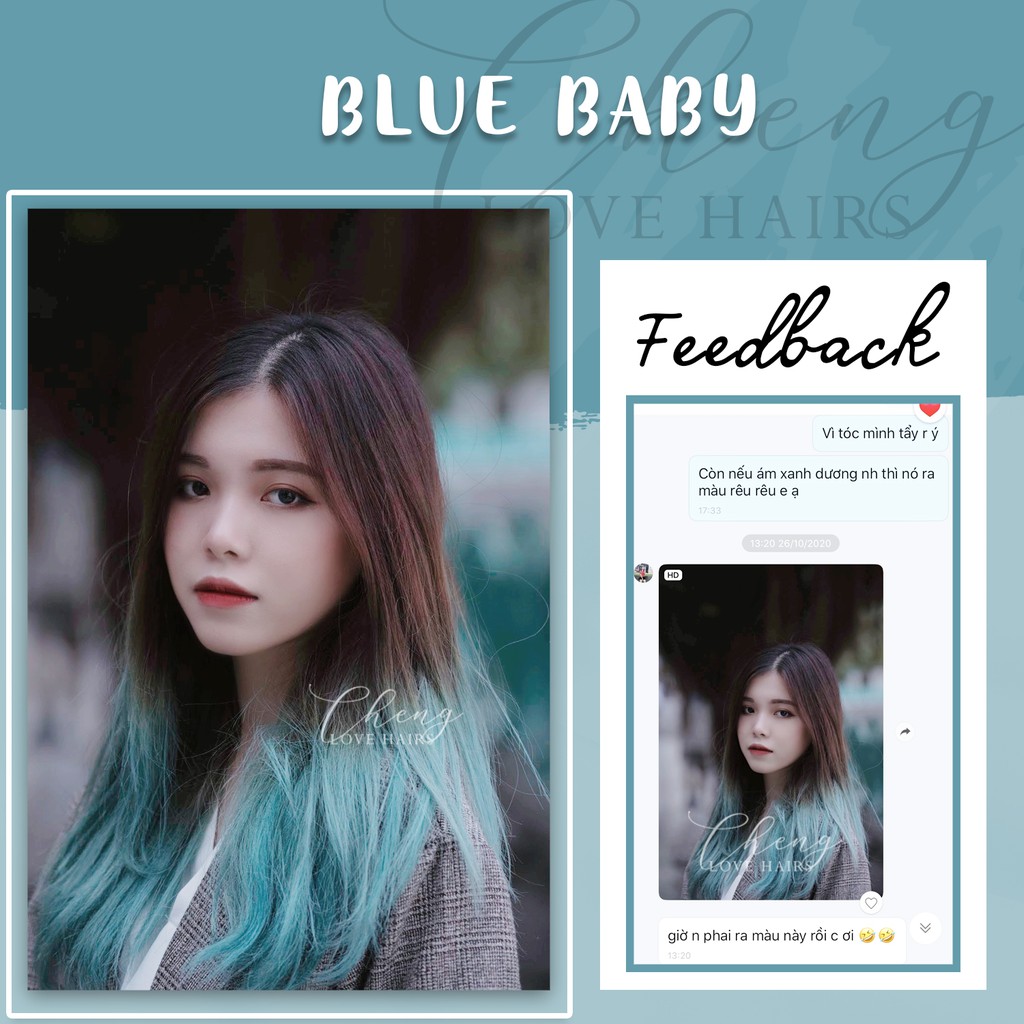 [Mã 155FMCGSALE giảm 7% đơn 500K] Thuốc Nhuộm Tóc Màu BABY BLUE Kèm Tẩy | Chenglovehair, Chenglovehairs