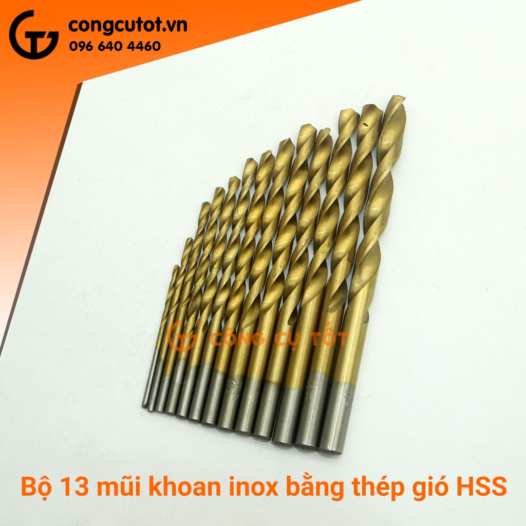 Bộ 13 mũi khoan inox 1.5 đến 6.5mm Berrylion HSS vàng