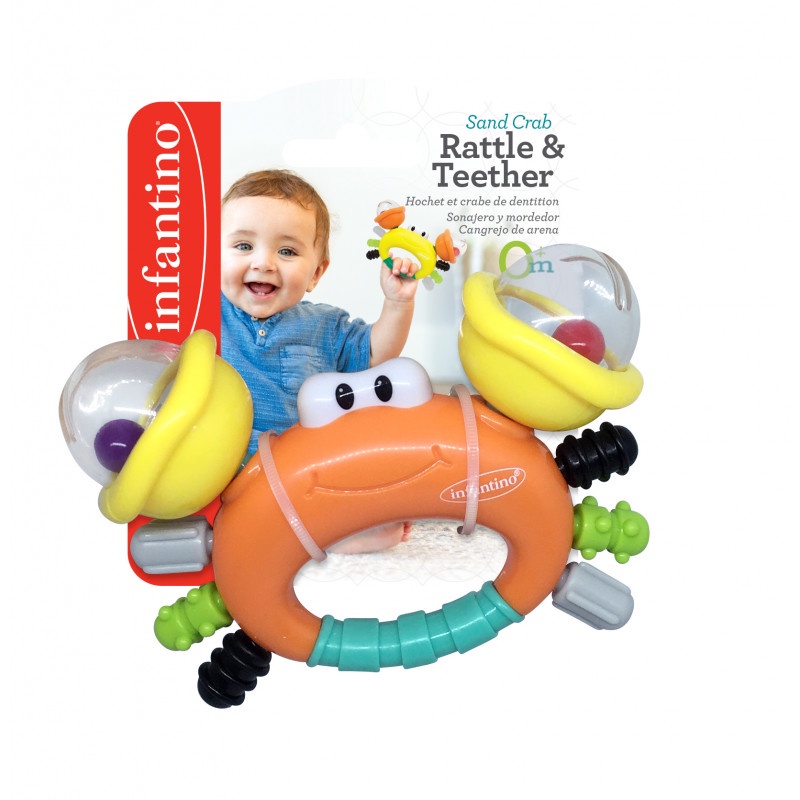 [Chính Hãng] Gặm nướu kiêm đồ chơi hình Chú Cua Infantino Sand Crab Rattle & Teether