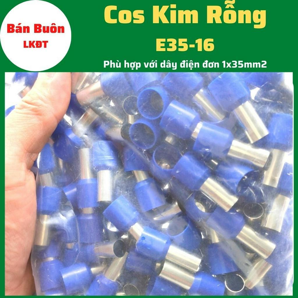 Đầu cos kim rỗng E35-16,  cos kim E35-16, đầu cos kim rỗng dùng cho dây điện 35mm, đầu cos dây điện, cos kim đơn