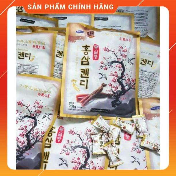 Kẹo Sâm Không Đường Hàn Quốc, Gói 200gr - Kẹo Không Đường Cành Đào Chính Hãng