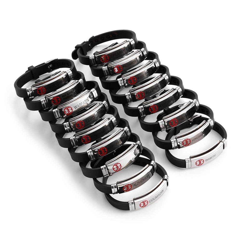 Vòng Tay Silicone Thép Không Gỉ Cảnh Báo Y Tế Dành Cho Nam Nữ