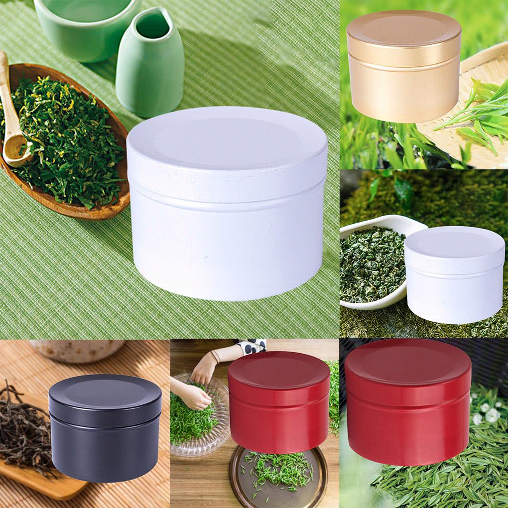 Hộp Thiếc Mini Hình Tròn Đựng Trà 50ml