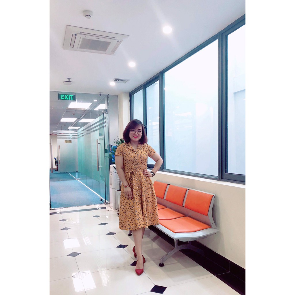 🌸Váy xoè cổ vest thắt dây nơ CC89